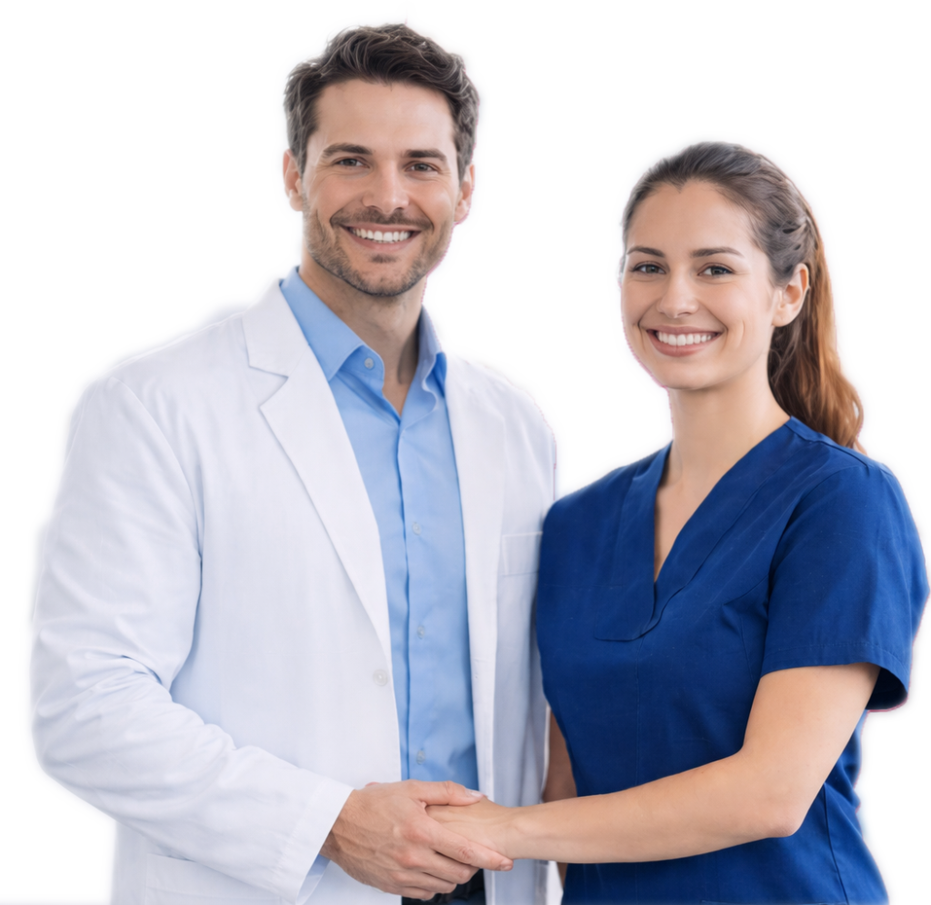 two dentists holding hands
